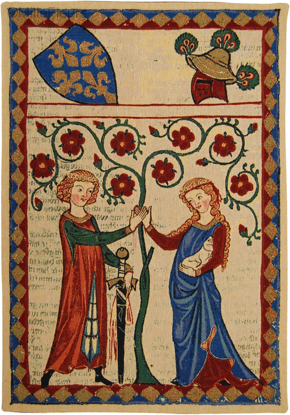 Bernger von Horheim, Le seigneur Dietmar von Aist et sa dame. Codex compilé et illustré entre 1305 à 1340, à la demande de la famille Manesse. Conservé à la Bibliothèque de l'université de Heidelberg en Allemagne. 