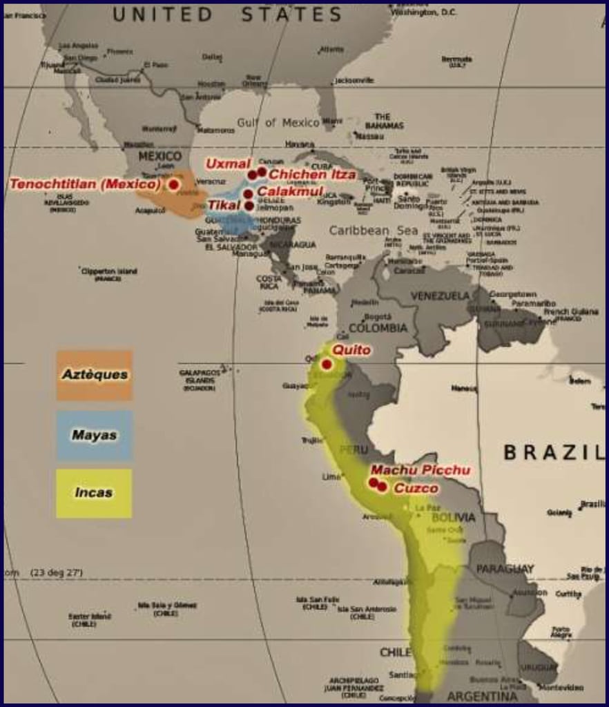 Carte des civilisations précolombiennes © Convergence News