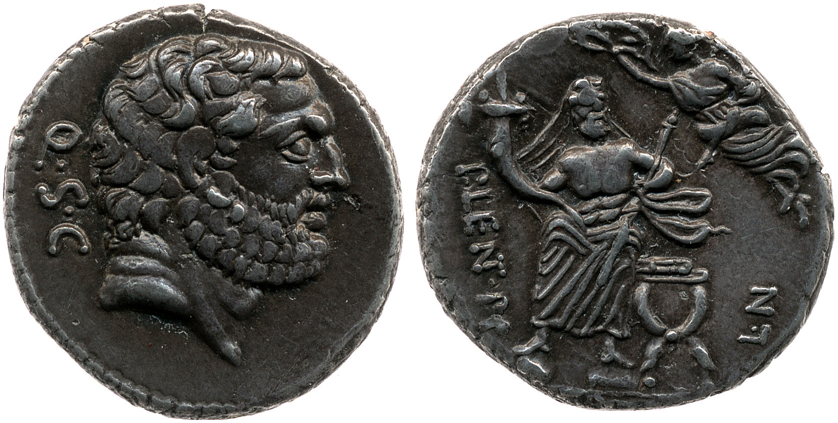 Pièce en argent figurant à l’avers le Genius Populi Romani. République romaine © The Trustees of the British Museum