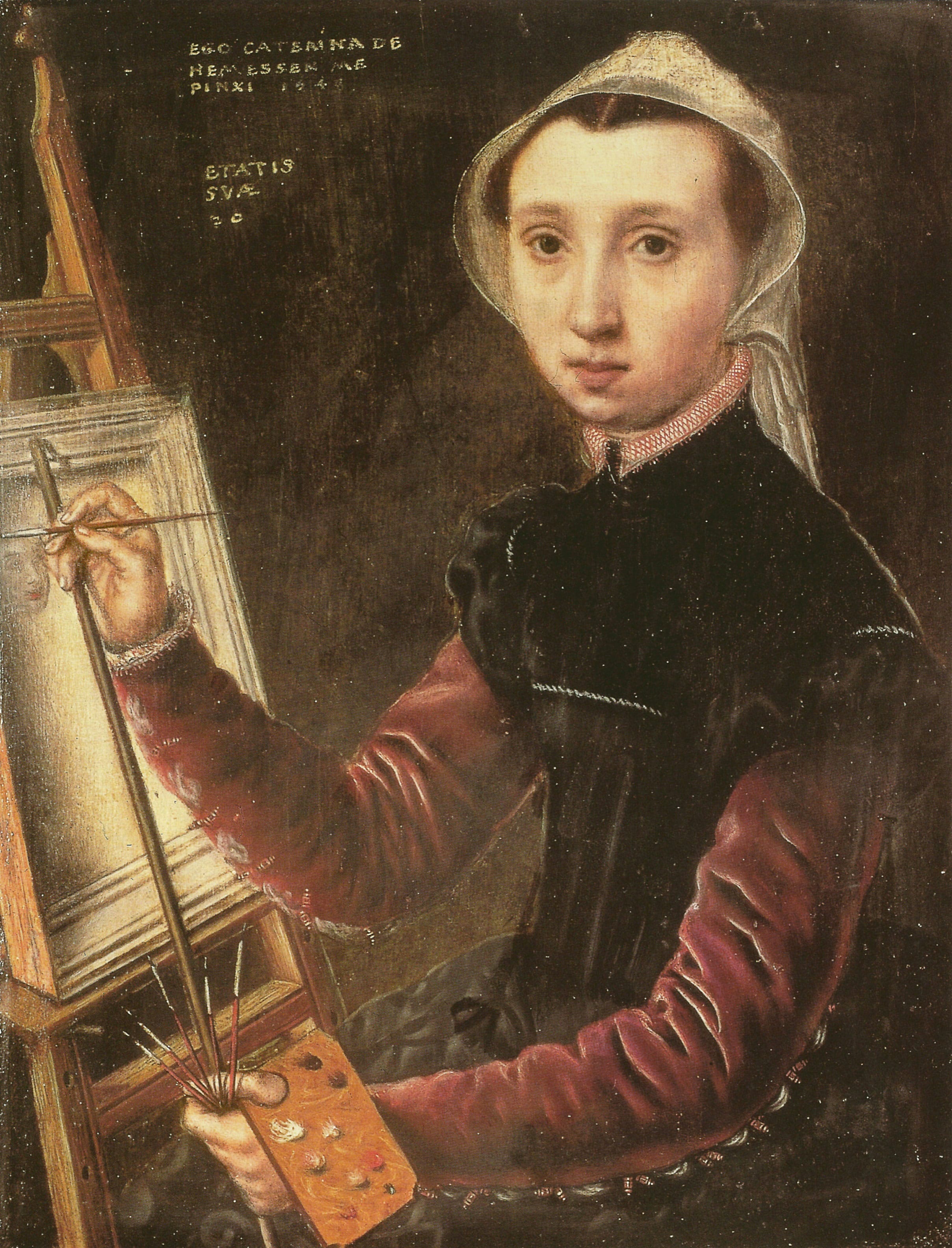 Catharina van Hemessen (1527/1528 - après 1560), autoportrait. Peinture sur panneau, 1548. Conservé au Kunstmuseum de Bâle