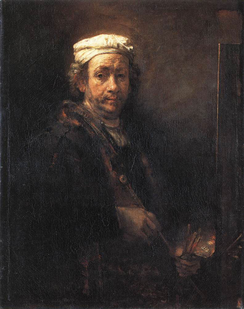 Harmensz. van Rijn Rembrandt (1606 - 1669), Autoportrait au chevalet et à l'appuie-main de peintre. Huile sur toile conservée au Musée du Louvre © 2016 RMN-Grand Palais (musée du Louvre) / Tony Querrec