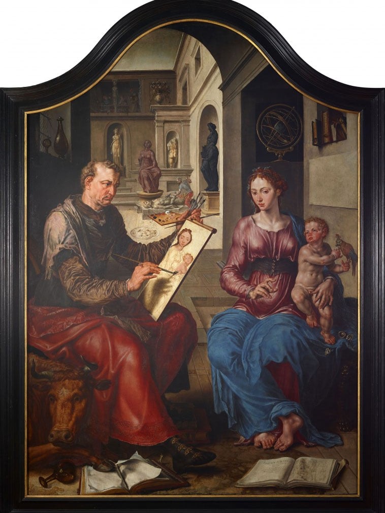 Maarten van Heemskerck (1498-1574), Saint Luc peignant la Vierge. Huile sur panneau réalisée entre entre 1550 et 1553. Musée des Beaux-Arts de Rennes © MBA, Rennes, Dist. RMN-Grand Palais / Jean-Manuel Salingue.